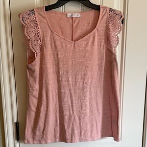 Blush Lace Sleeve Tank Top